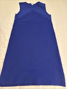 Armani Collezioni Cobalt Blue Textured Knit A-Line Dress